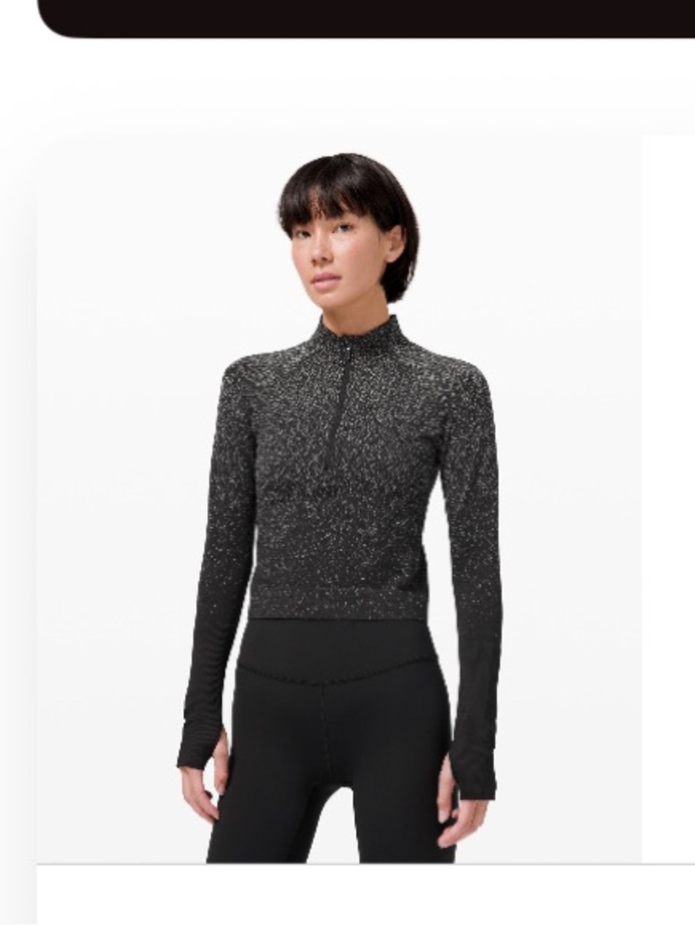 Lululemon Rest Less Black Speckled Half-Zip Long Sleeve